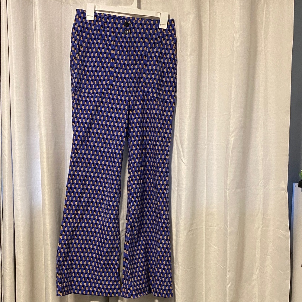 Maeve The Naomi Bold Quirky Artsy Geometric Patterned Flare Wide Leg Pants